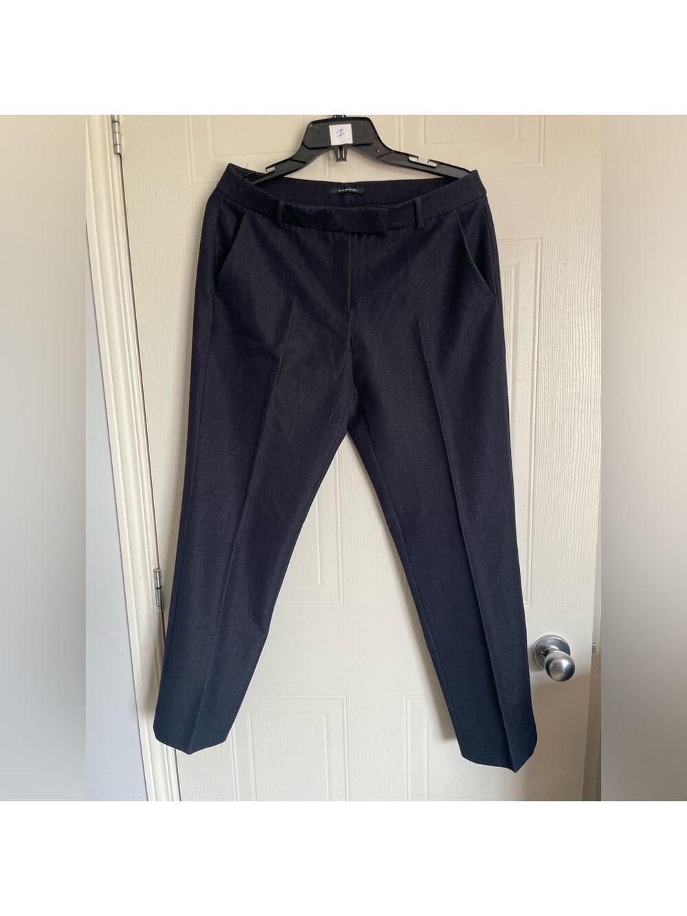 Work Chic Tahari Slim Trousers Dark Blue Career Pants Sz 6 Coastal Professional
